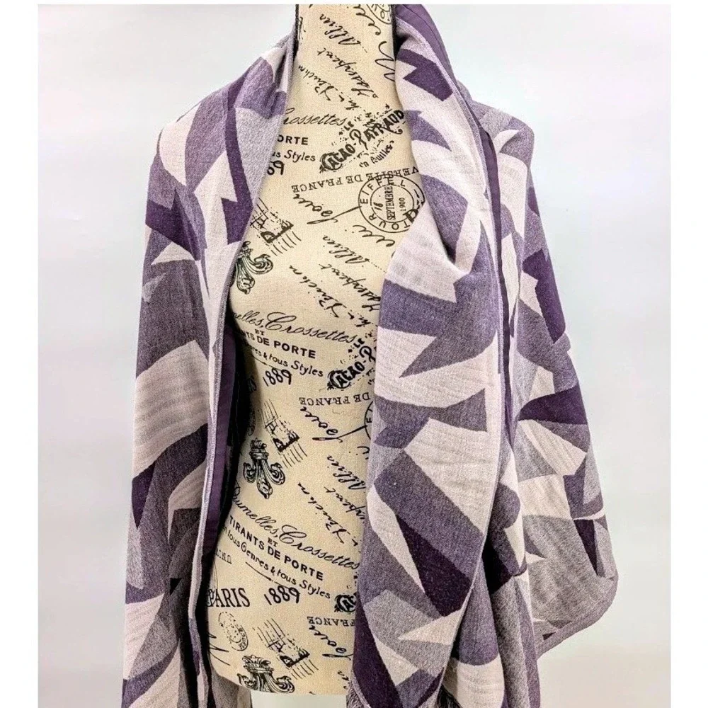 Lululemon Sit In Silence Scarf Wrap Oversized Silk Wool Geometric Arm Holes